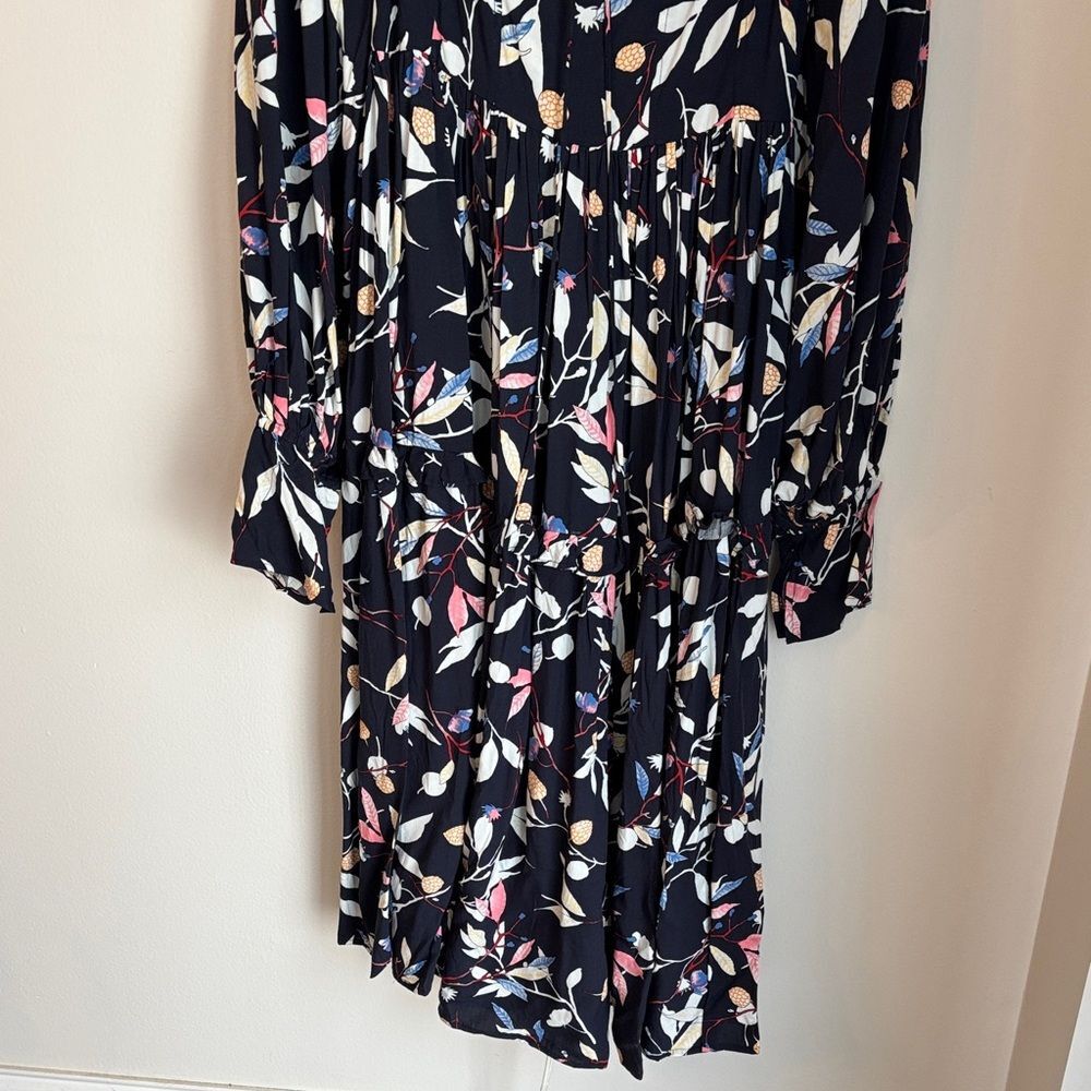 Elf Balielf Floriana Long Sleeve Midi Dress navy bell long sleeve Dress women M - Picture 6 of 16